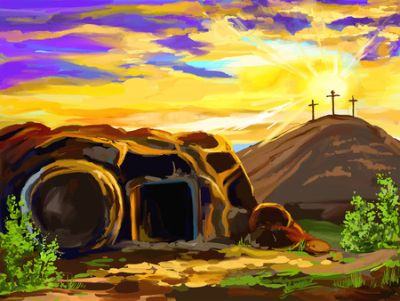 A painting of the empty tomb. Paul teaches about the centrality of Jesus' resurrection and our resurrection as well.