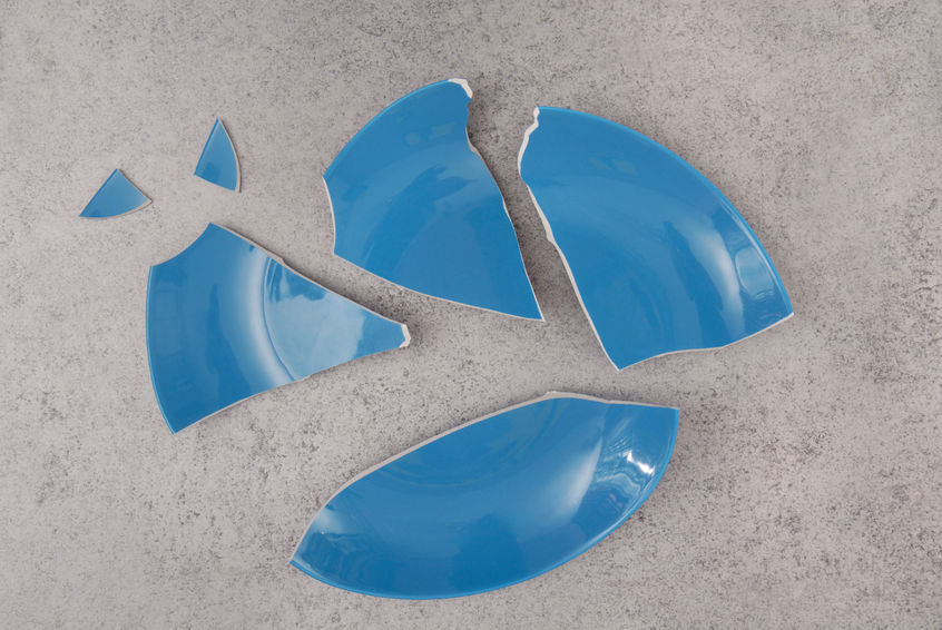 A blue plate broken, divided like the Corinthian church.