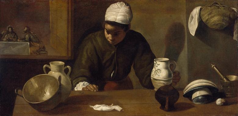 Diego Velázquez (1599-1660), 'Kitchen Maid with the Supper at Emmaus', c.1617-1618.